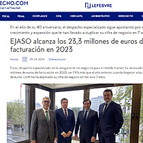 EJASO alcanza los 23,3 millones de euros de facturacin en 2023